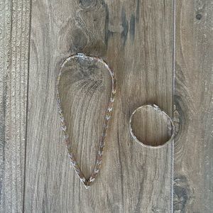 Vintage 925 Tricolor Italian V Necklace & Bracelet Set